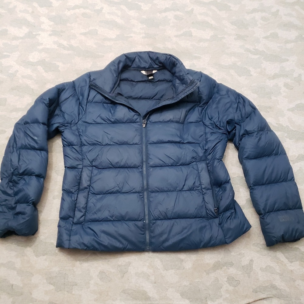 Eddie Bauer Puffer Jacket Women Medium Blue 650 Down Quilted Full Zip Outdoors